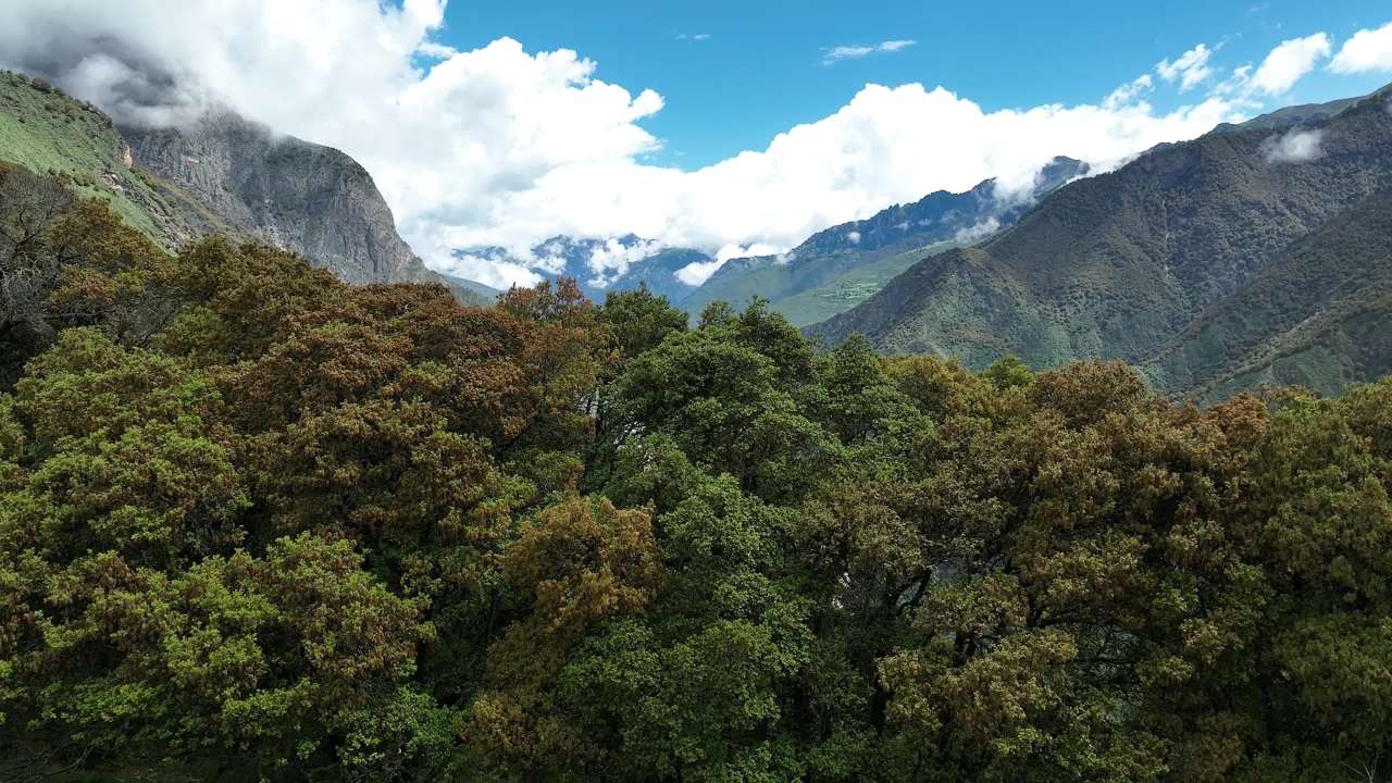 雄伟山脉云端环绕全景