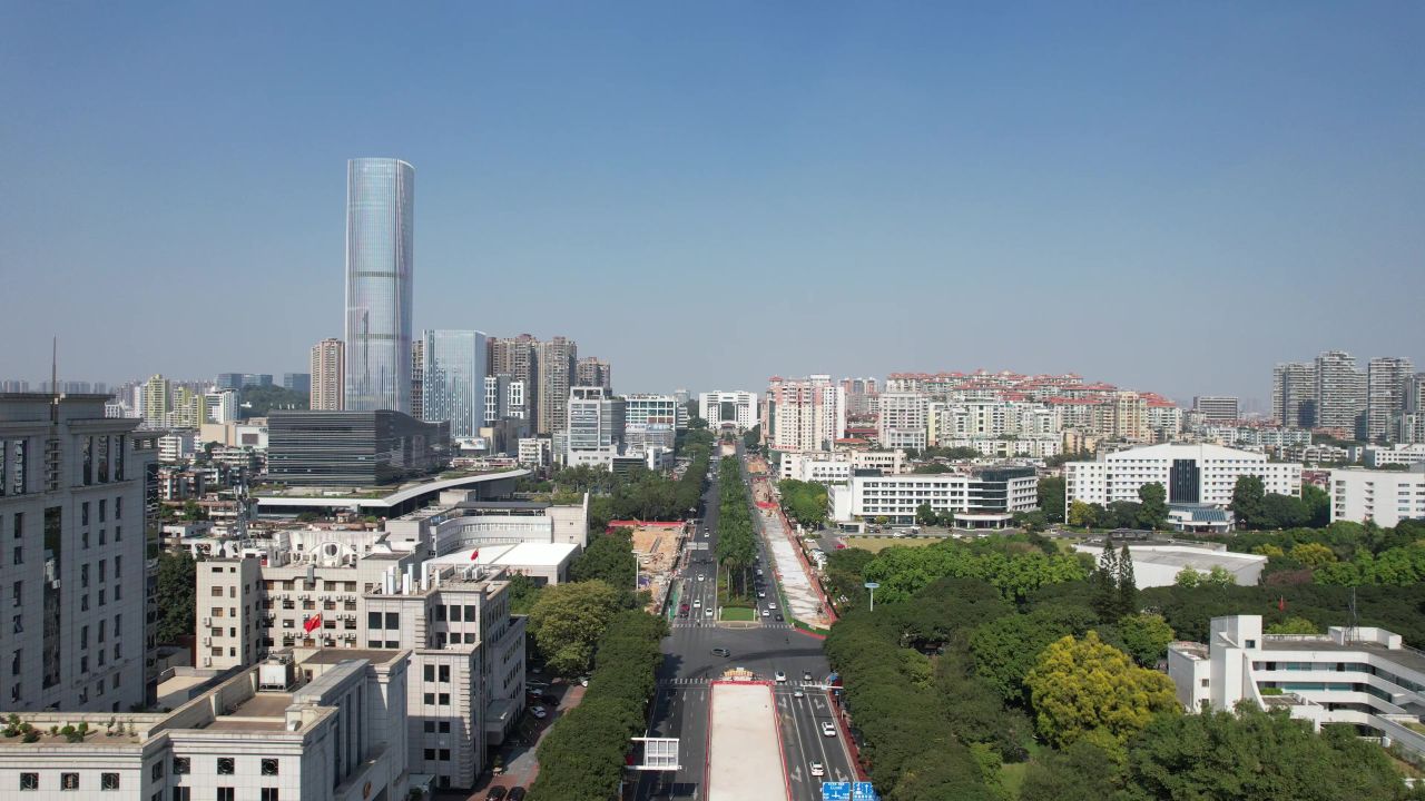 广东中山城市风光航拍 