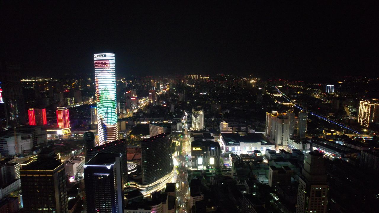 江苏徐州苏宁广场夜景航拍