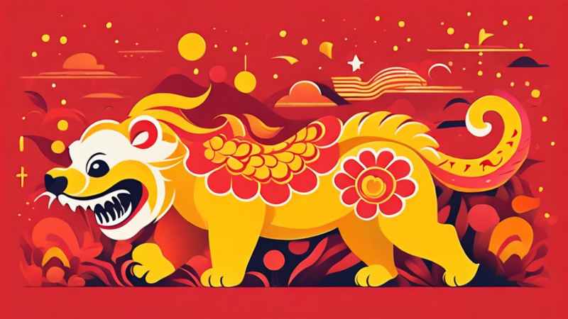 春节舞龙舞狮插画背景 2