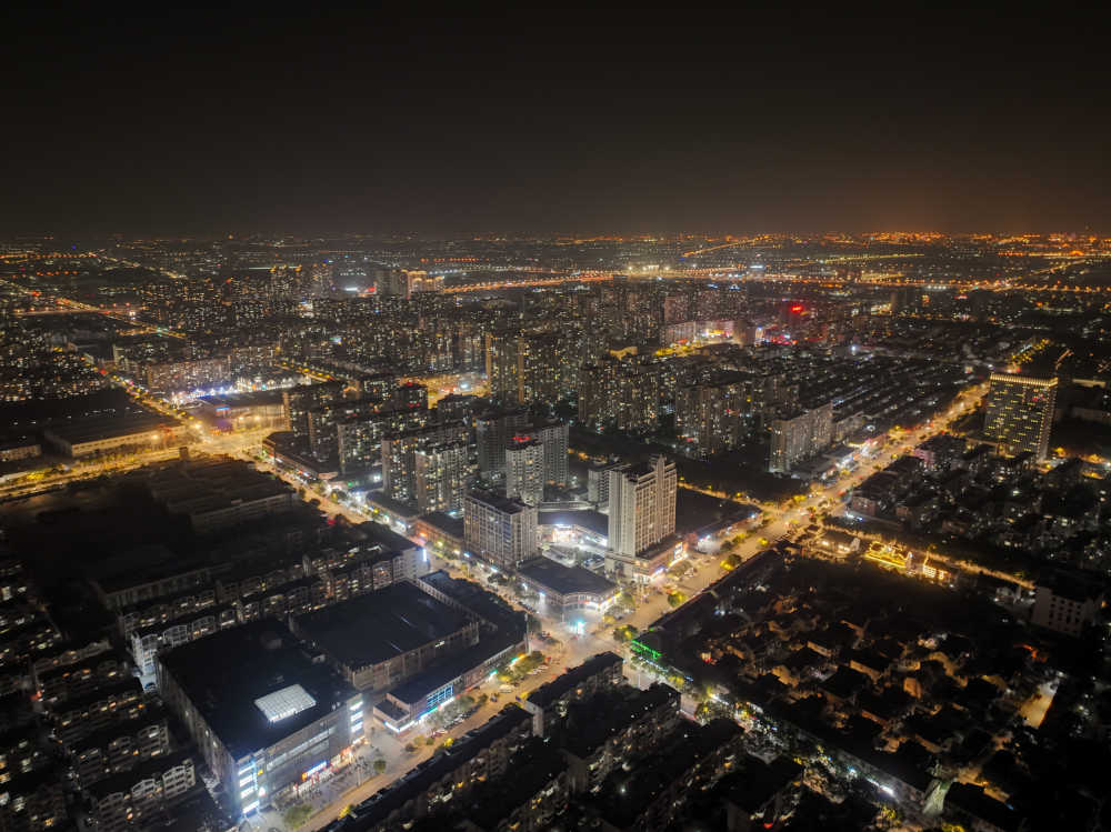 航拍昆山城市夜景