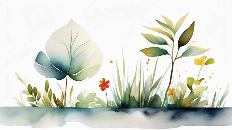 极简主义元素花朵和树枝插画