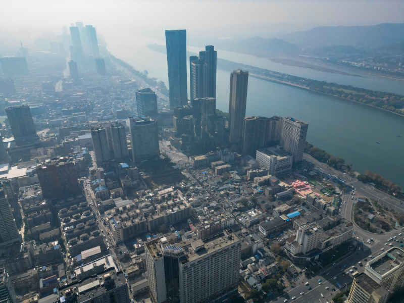 湖南长沙城市风光航拍摄影图