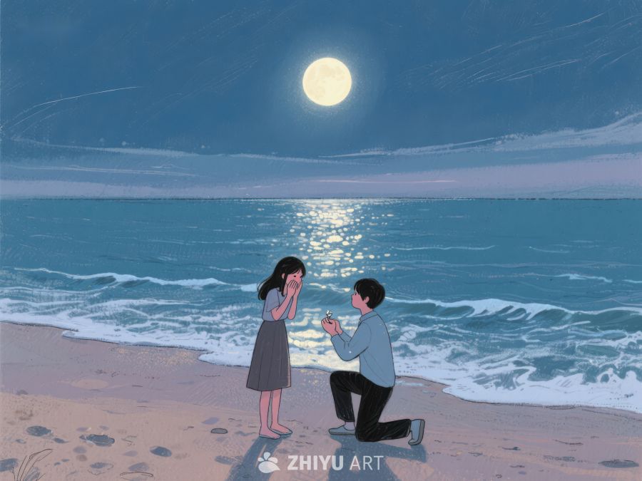 月下海边求婚场景 1104
