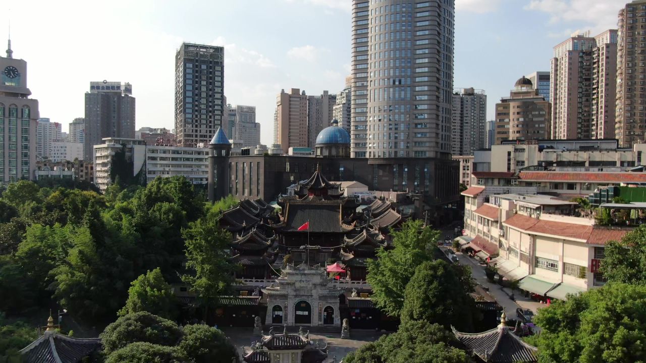  贵阳黔明古寺古建筑航拍