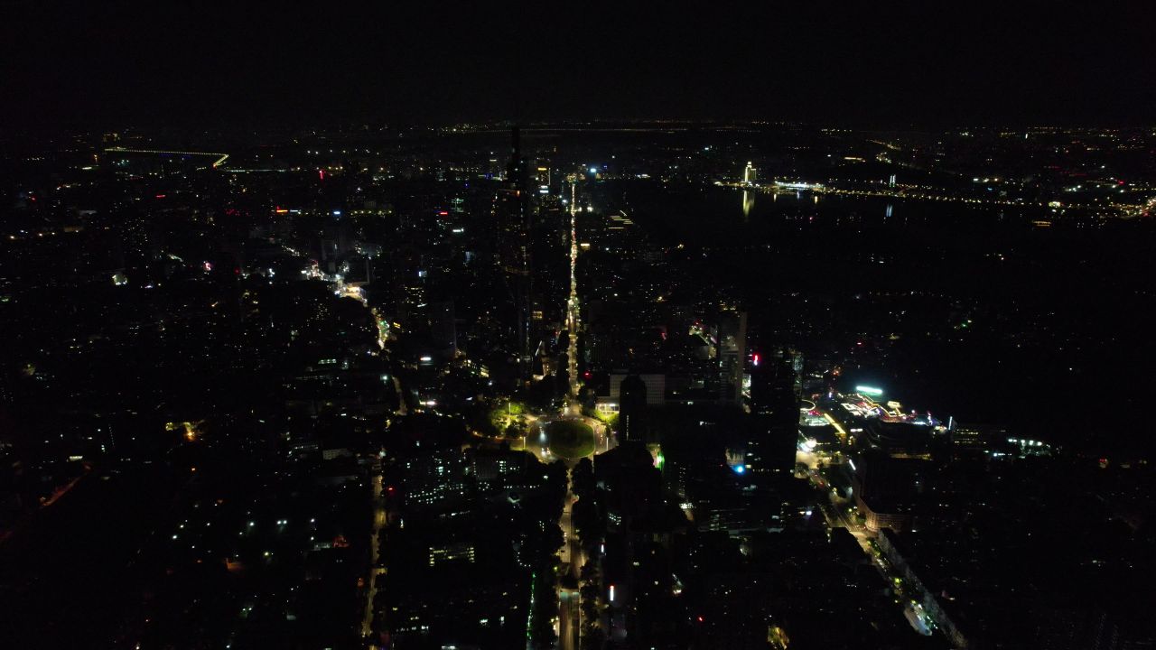 江苏南京城市夜景灯光航拍 