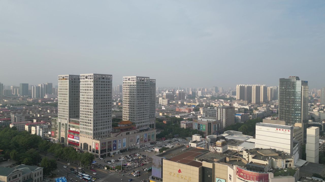 航拍山东济宁运河城商业摩尔