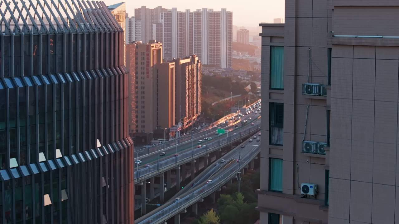 湖南长沙湘府路高架交通车流航拍 18