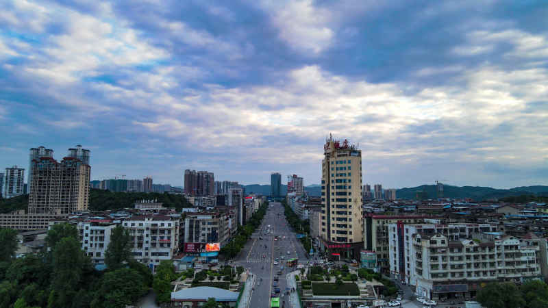 湖南怀化城市交通航拍