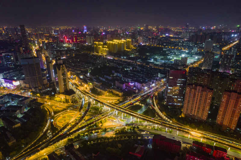 安徽省合肥市夜景五里墩立交桥夜景