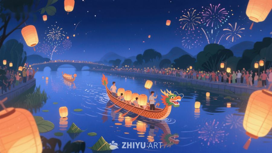 夜景龙舟游灯会 416