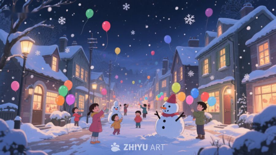 冬夜雪景中的欢乐时光 114