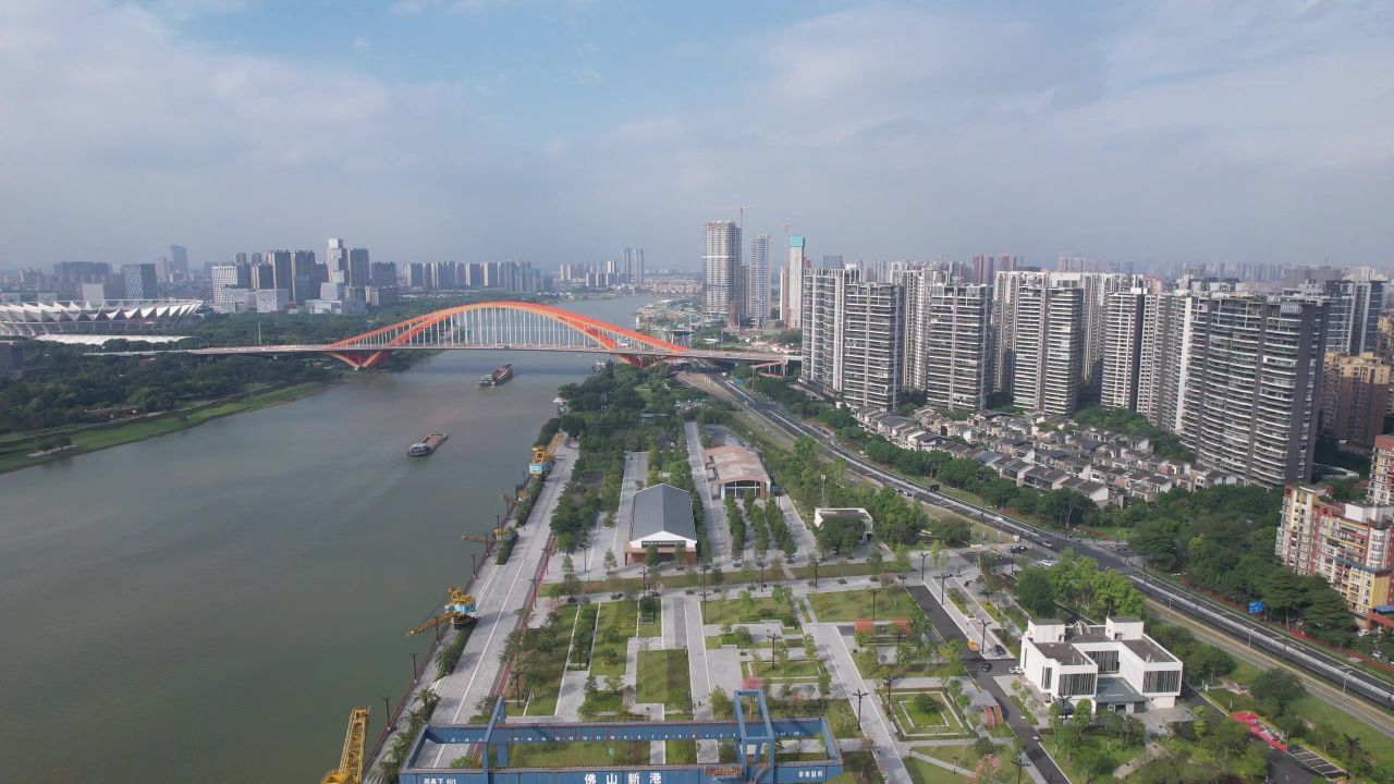 广东佛山城市风光东平大桥航拍