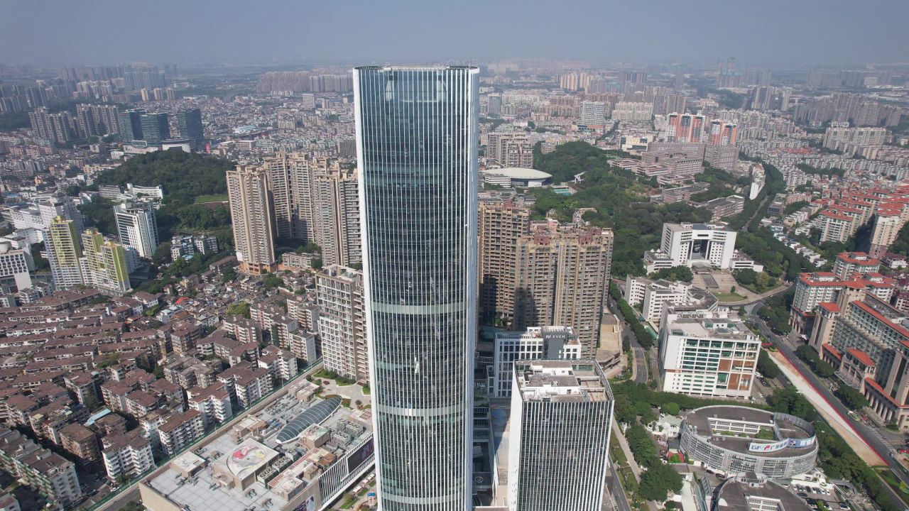 广东中山完美金鹰大厦地标建筑航拍 