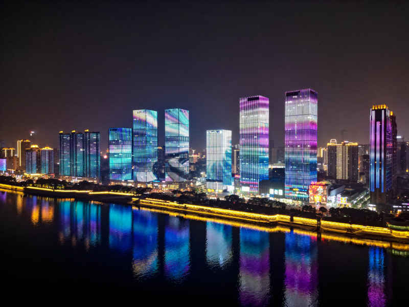 湖南长沙城市建筑高楼交通航拍摄影图