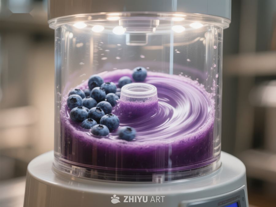 蓝莓紫薯泥在搅拌机中旋转 253