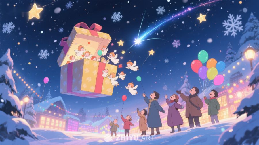 冬夜星空下的礼物与欢庆 101
