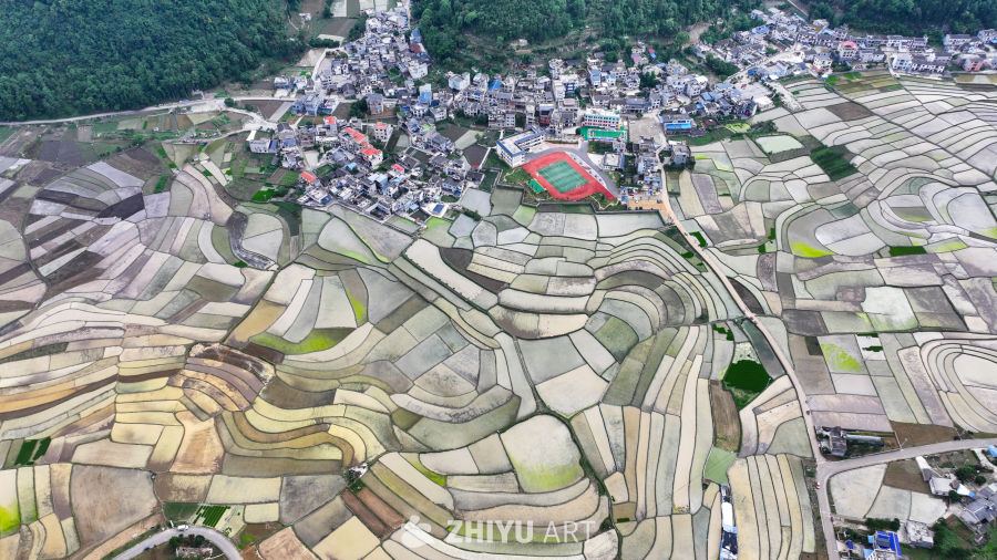 航拍农村稻田  春耕夏种田园风光 9