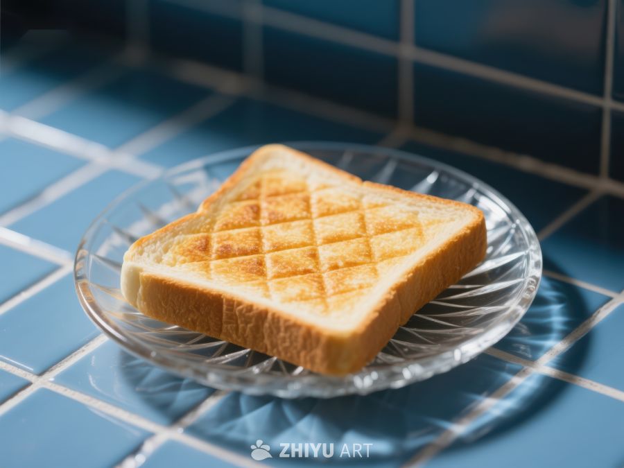烤面包片置于透明盘上 293