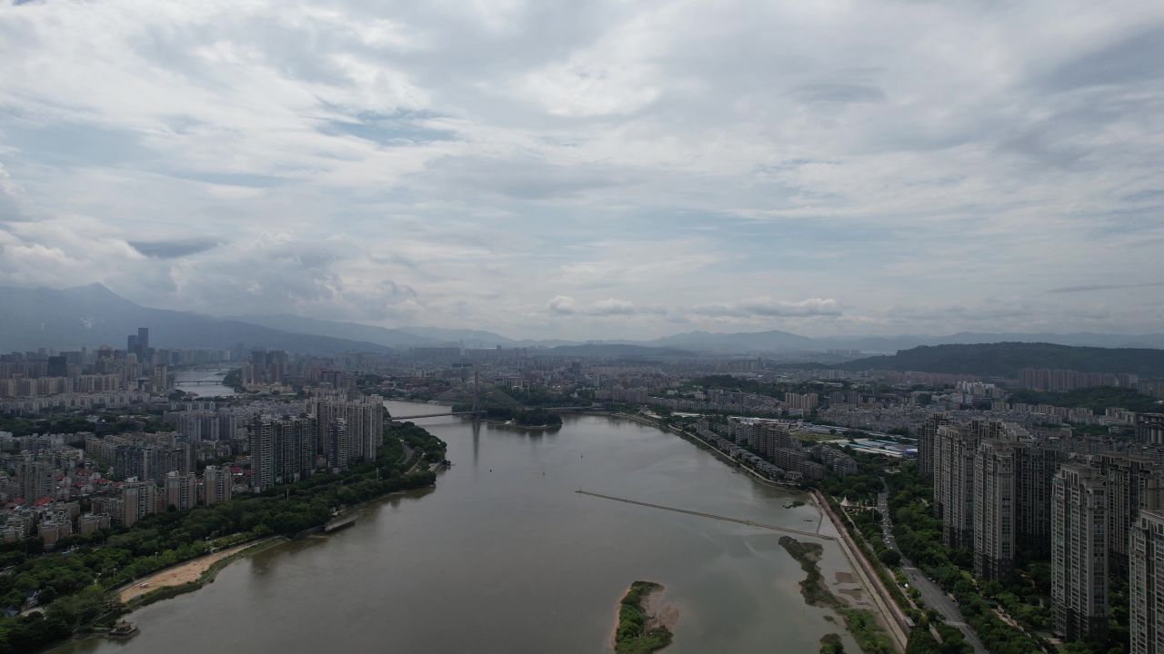 福建福州闽江风光桥梁交通航拍