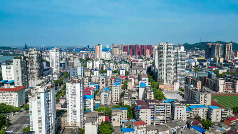湖北鄂州城市风光航拍摄影图