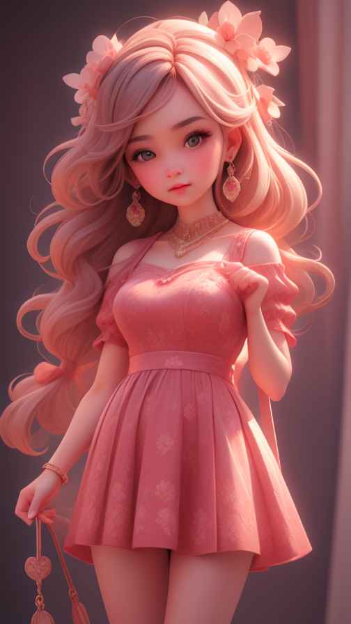 可爱粉色女孩