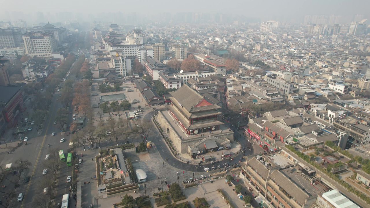 西安鼓楼历史文化古建筑航拍