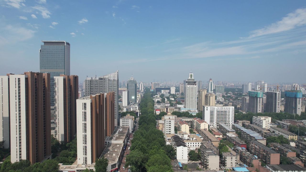山东淄博城市风光航拍 