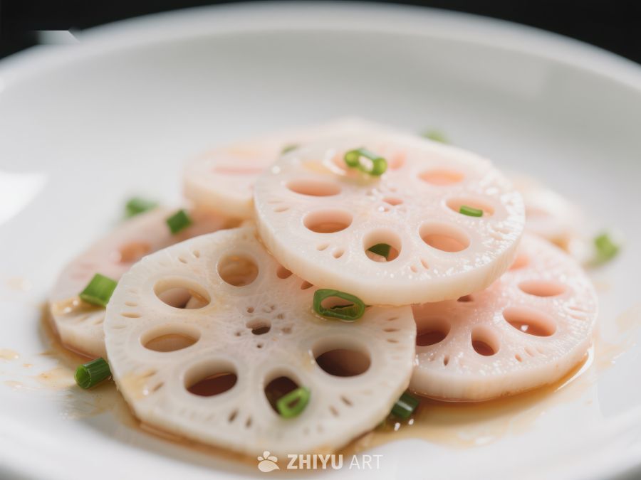 莲藕片配葱花，清新美味 492