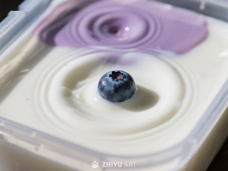 蓝莓落入酸奶，激起紫色涟漪 351