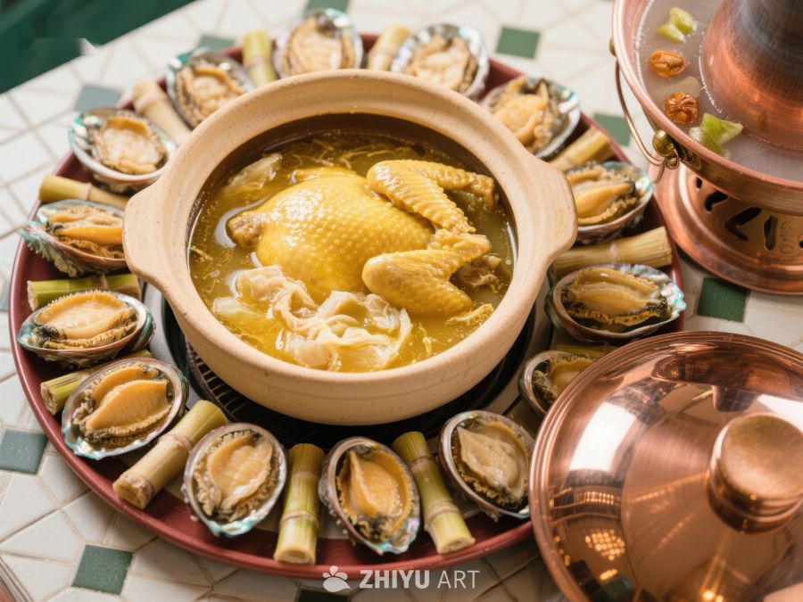 滋补鸡汤配鲍鱼与竹笋 892