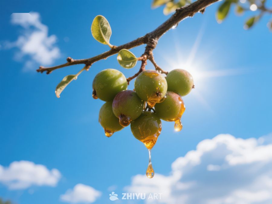 阳光下滴水的果实 751