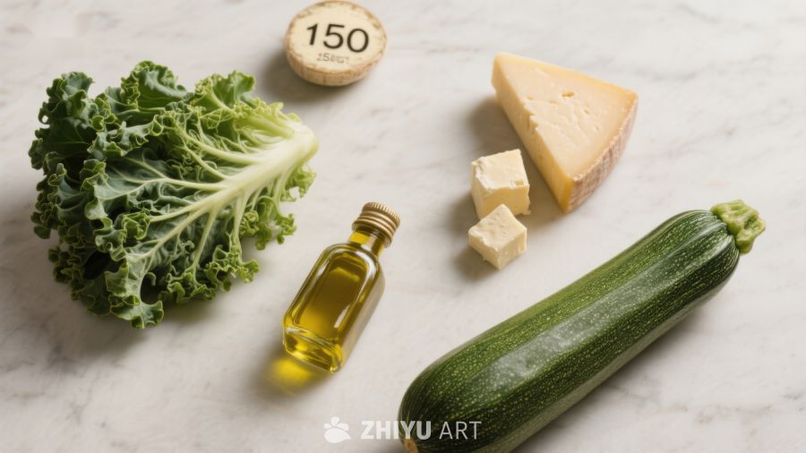 新鲜蔬菜与奶酪食材摆拍