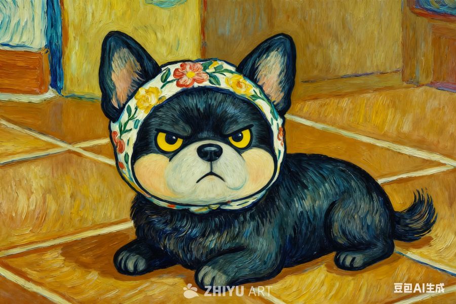 梵高油画风格狗狗猫咪 4