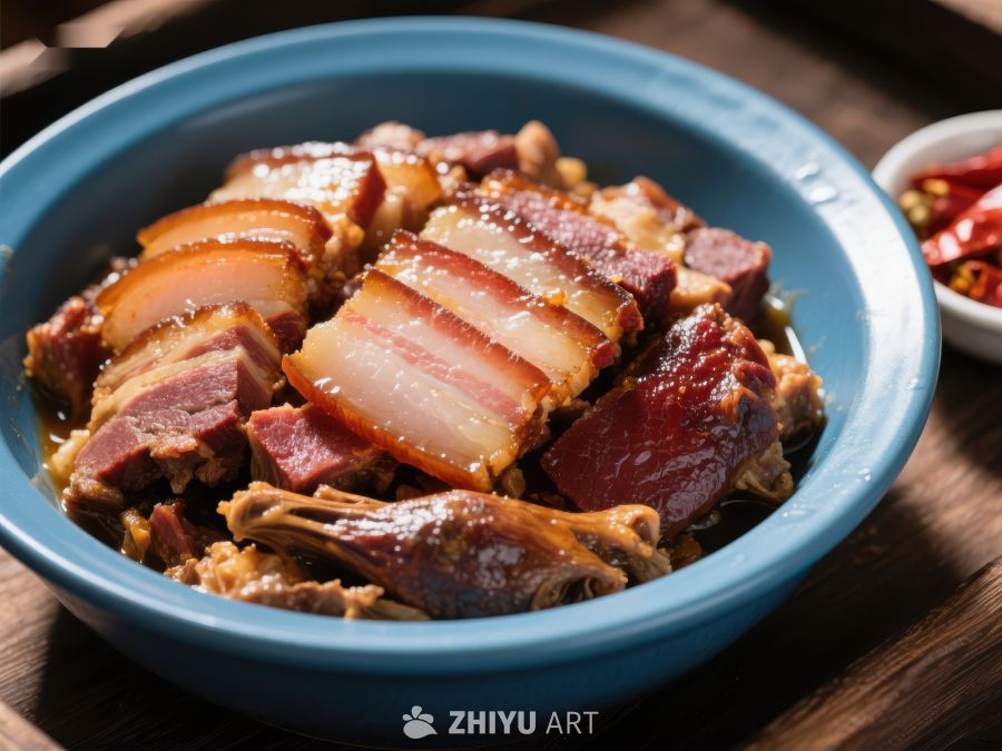 美味腊肉拼盘，色泽诱人 577