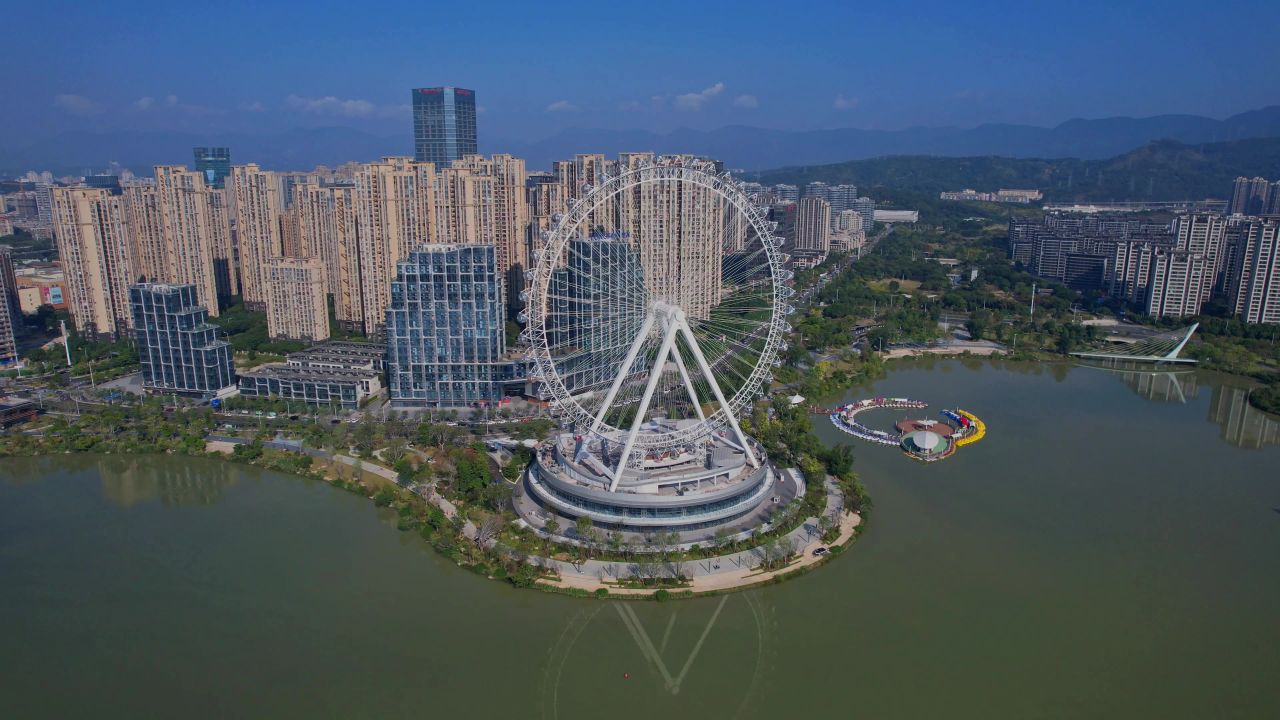 航拍福州晋安湖公园景观 7