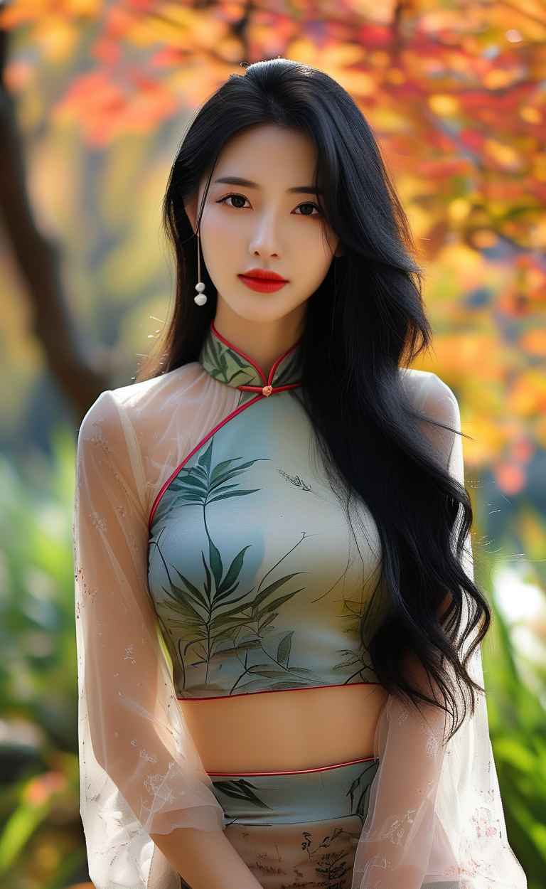 秋天美女户外摄影图 33