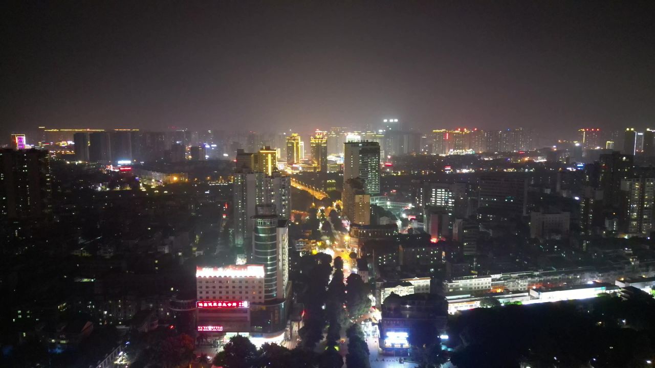 广西 百色 城市 夜景 灯光 航拍