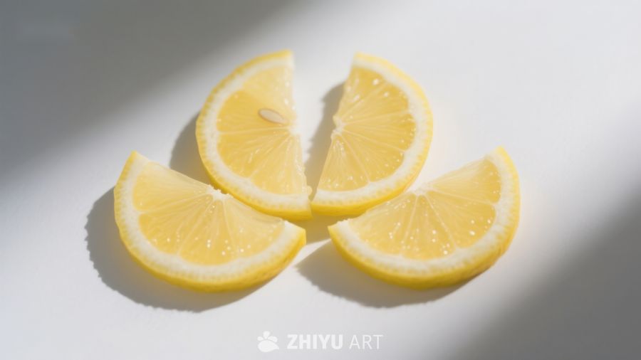 新鲜柠檬切片在阳光下的特写 794