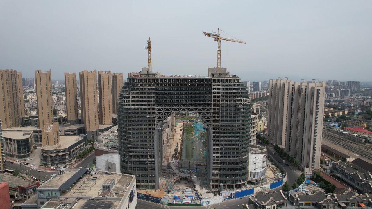 山东泰安城市风光航拍 
