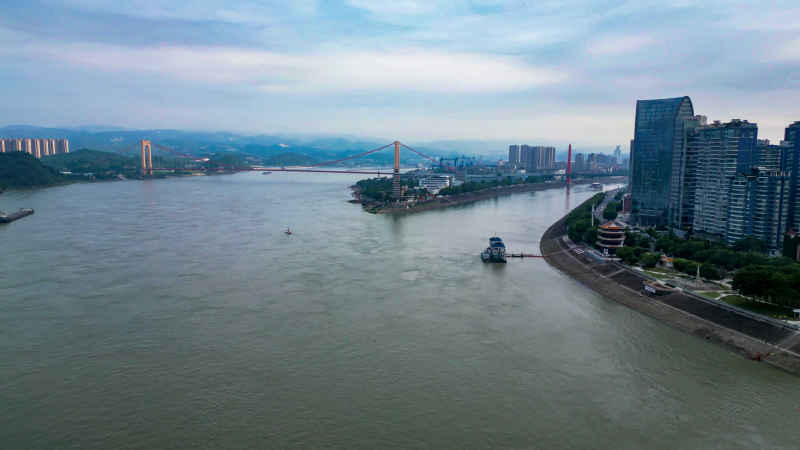湖北宜昌城市风光航拍图 