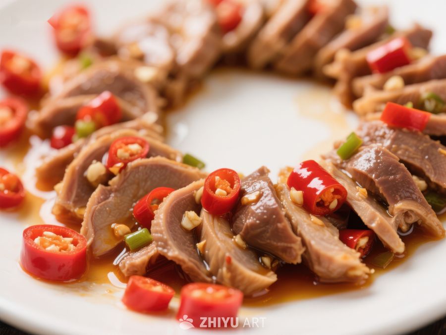 麻辣鸡胗摆盘，红椒点缀 921