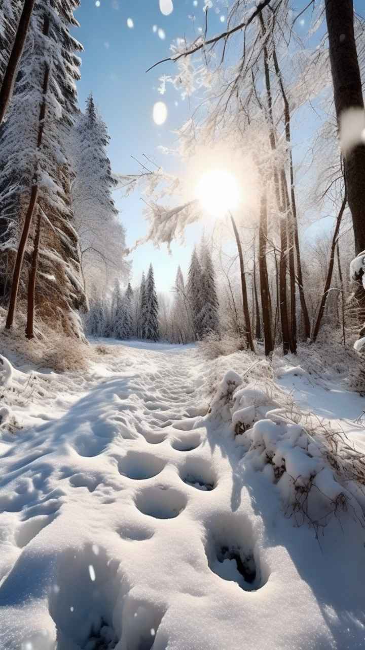 冬季背景图插画雪山雪景 73