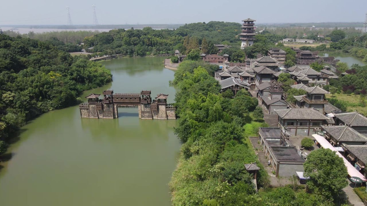 湖北赤壁三国古战场航拍