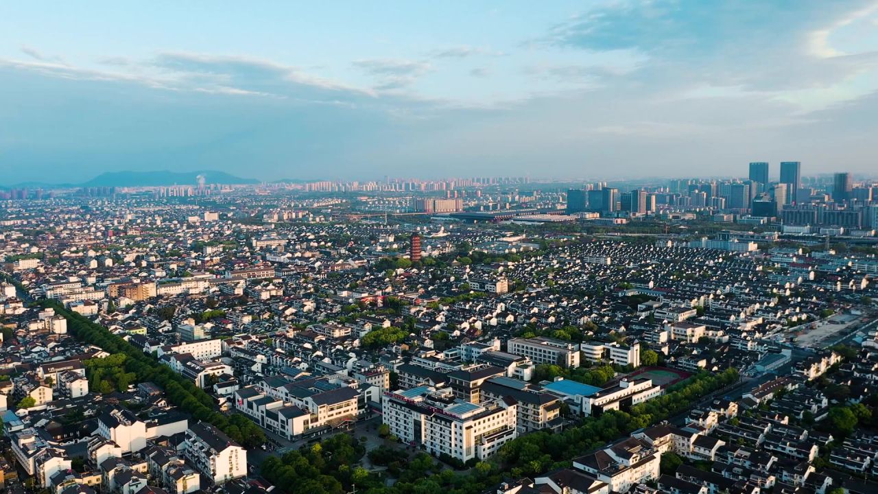 高清航拍江苏苏州姑苏城全景