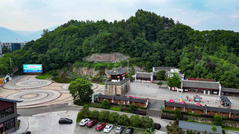 航拍湖北宜昌屈原故里屈原祠