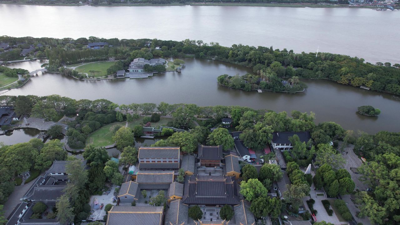 浙江温州江心屿4A景区航拍 