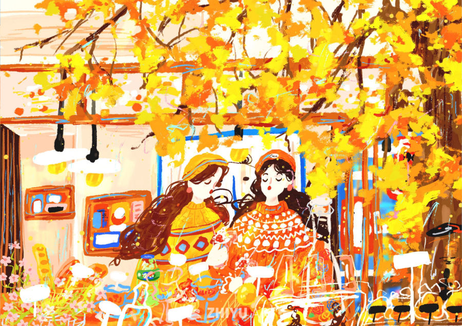 原创治愈插画作品素材四季节气节日自然 119