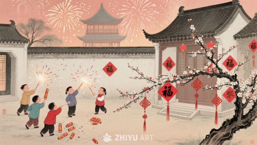 孩童燃放鞭炮，欢庆传统节日 274