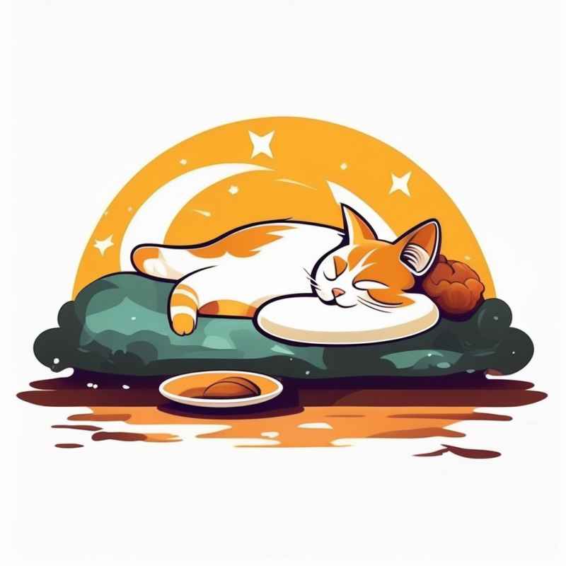 爱睡懒觉的猫咪插画元素 17